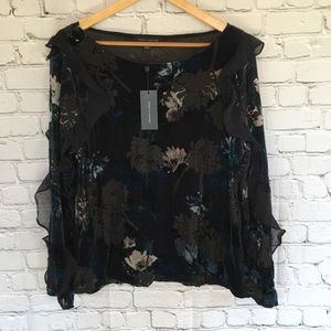 *NEW* Tommy Hilfiger Long Sleeve Velvet Blouse w/ Ruffle Sleeves - Size: XXL